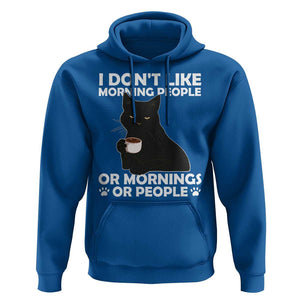 Sarcastic Cat Hoodie I Don't Like Morning People Mean Face With Coffee Cup TS11 Royal Blue Print Your Wear
