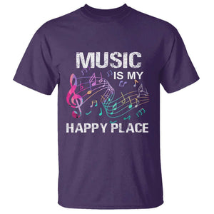 Music Is My Happy Place T Shirt Music Sheet Note Novelty Inspiring TS11 Purple Print Your Wear