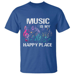 Music Is My Happy Place T Shirt Music Sheet Note Novelty Inspiring TS11 Royal Blue Print Your Wear