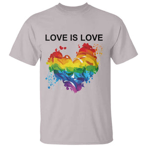 LGBTQ T Shirt Love Is Love Gay Pride LGBT Ally Vintage Rainbow Heart TS11 Ice Gray Print Your Wear