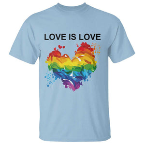 LGBTQ T Shirt Love Is Love Gay Pride LGBT Ally Vintage Rainbow Heart TS11 Light Blue Print Your Wear