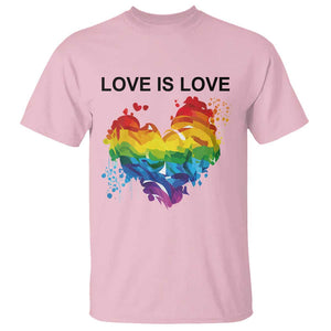 LGBTQ T Shirt Love Is Love Gay Pride LGBT Ally Vintage Rainbow Heart TS11 Light Pink Print Your Wear