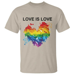 LGBTQ T Shirt Love Is Love Gay Pride LGBT Ally Vintage Rainbow Heart TS11 Sand Print Your Wear