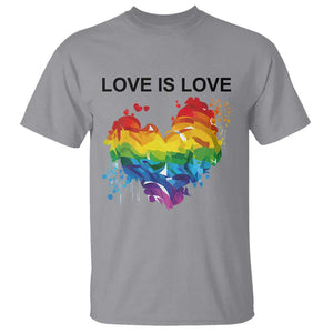 LGBTQ T Shirt Love Is Love Gay Pride LGBT Ally Vintage Rainbow Heart TS11 Sport Gray Print Your Wear