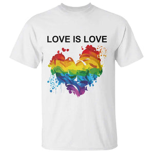 LGBTQ T Shirt Love Is Love Gay Pride LGBT Ally Vintage Rainbow Heart TS11 White Print Your Wear