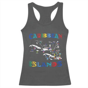 Caribbean Islands Racerback Tank Top Caribbean Sea Tour Map Flag TS11 Dark Heather Print Your Wear