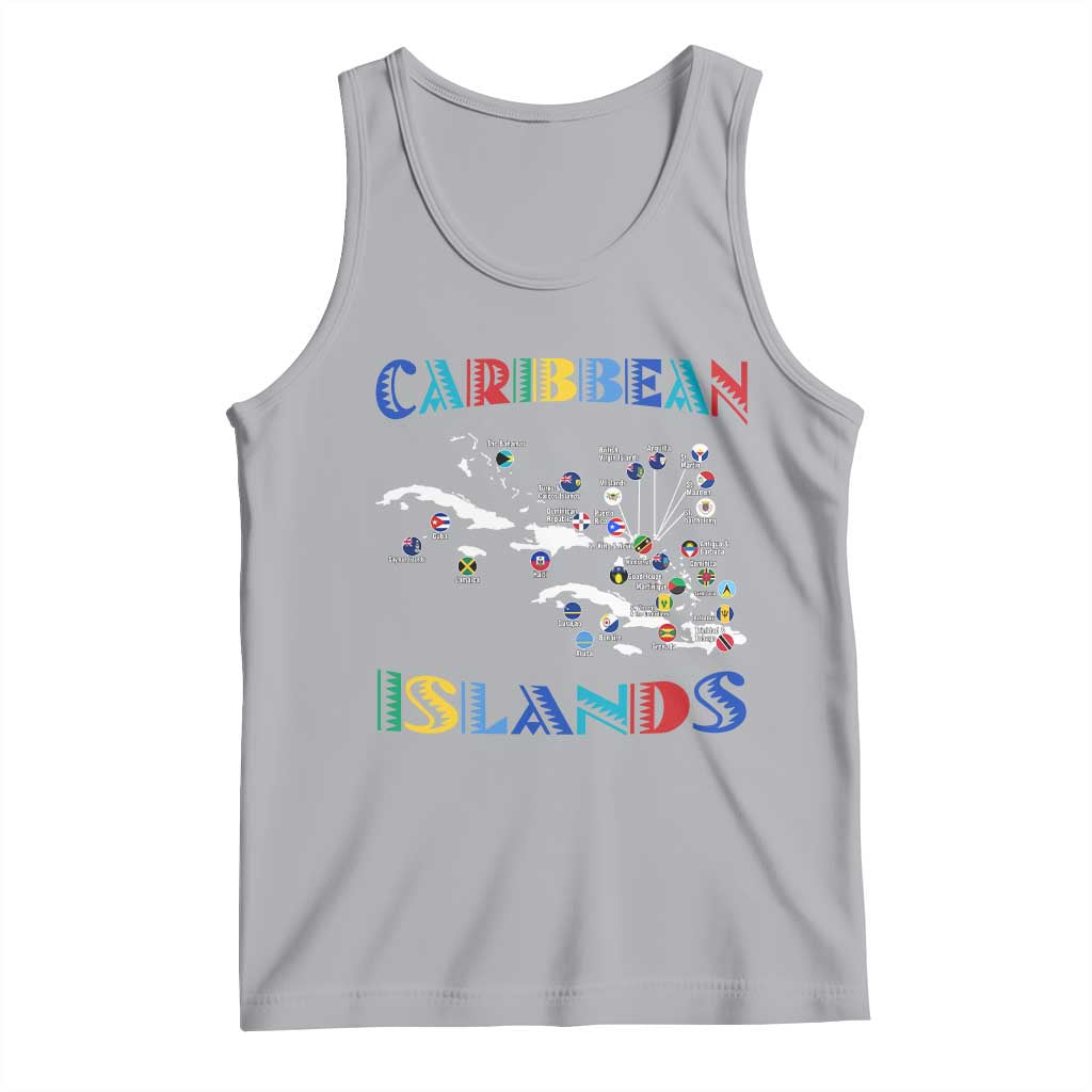 Caribbean Islands Tank Top Caribbean Sea Tour Map Flag TS11 Athletic Heather Print Your Wear