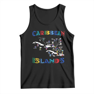 Caribbean Islands Tank Top Caribbean Sea Tour Map Flag TS11 Black Print Your Wear