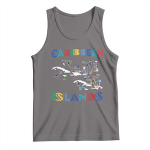 Caribbean Islands Tank Top Caribbean Sea Tour Map Flag TS11 Deep Heather Print Your Wear