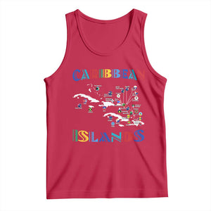 Caribbean Islands Tank Top Caribbean Sea Tour Map Flag TS11 Red Print Your Wear