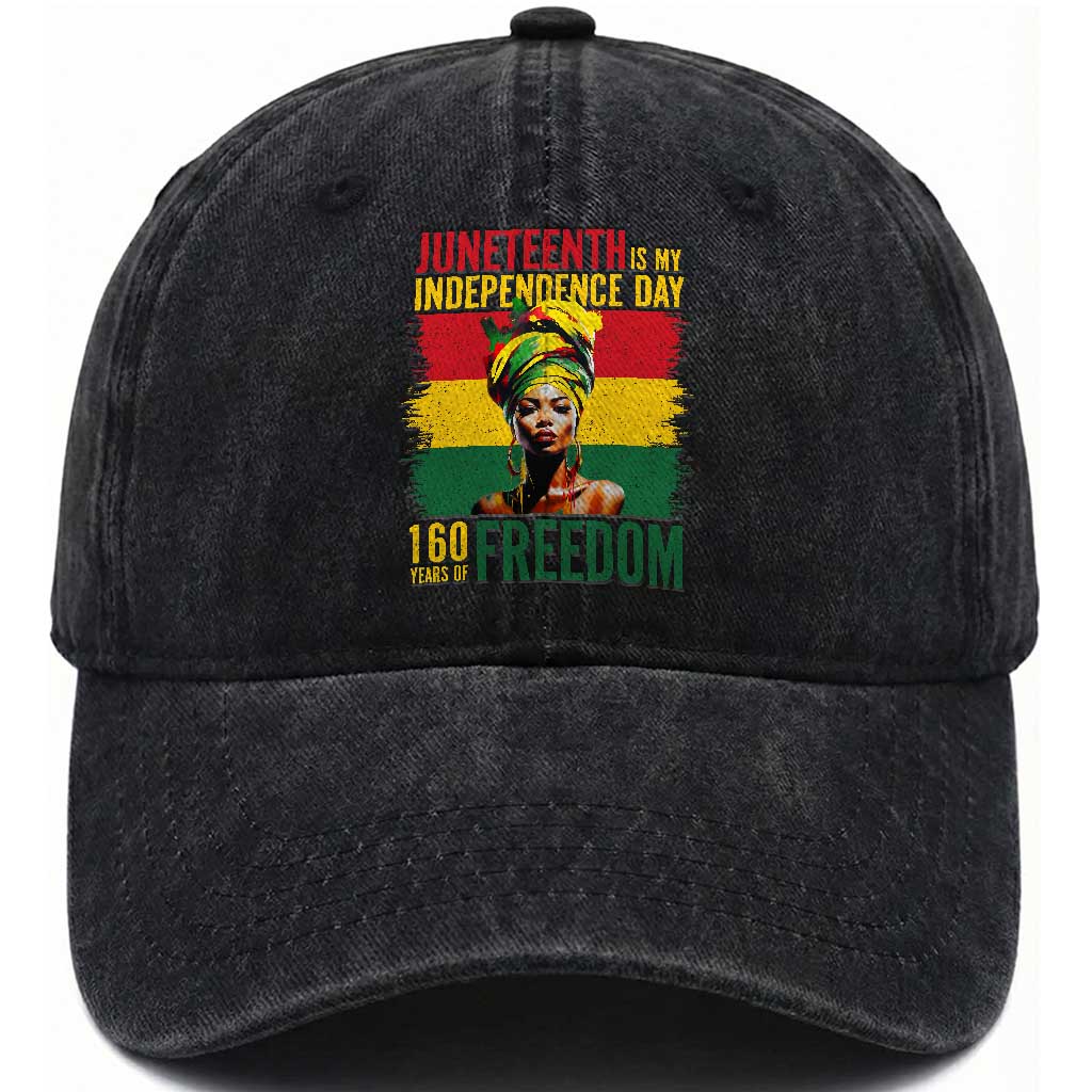 Juneteenth Is My Independence Day 160 Years Of Freedom Washed Cotton Baseball Cap TS11 Print Your Wear