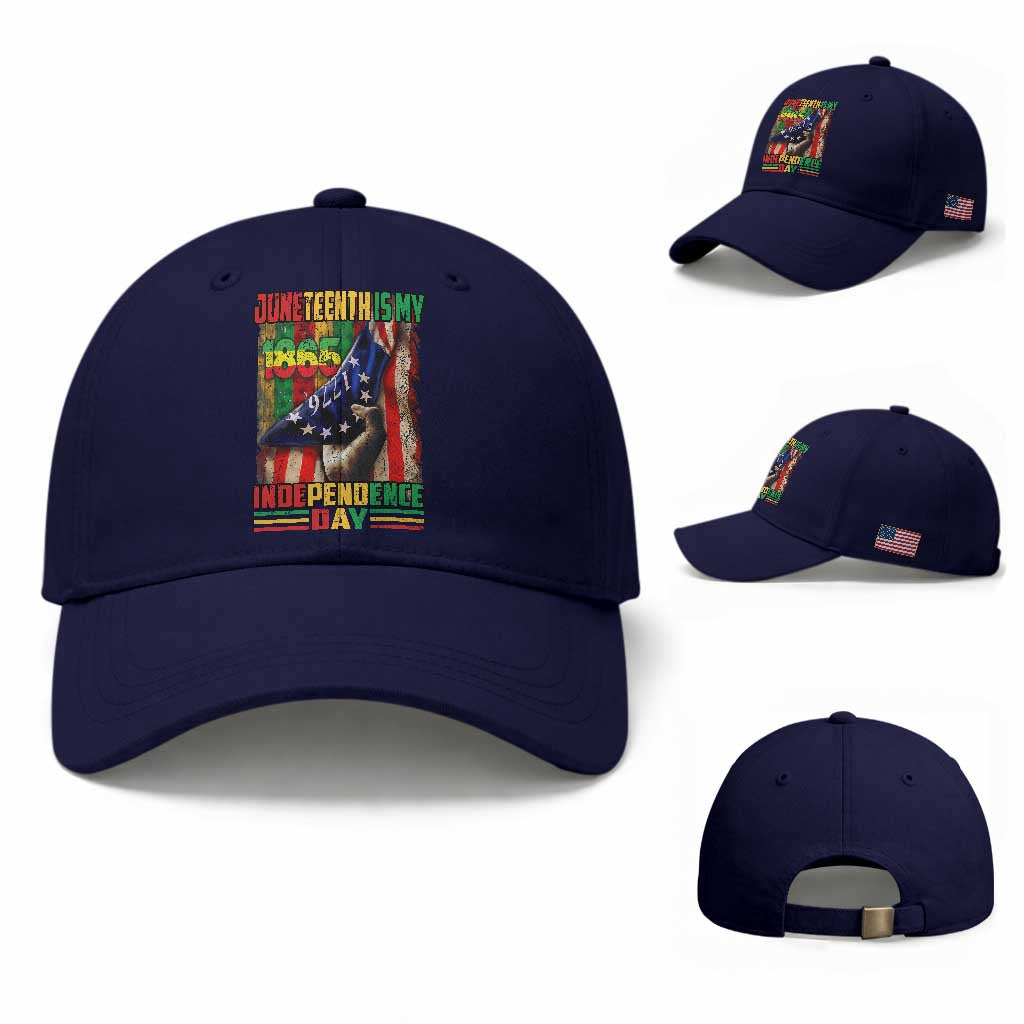 Juneteenth Is My Independence Day Baseball Cap Black Pride American Flag TS11 Baseball Cap Universal Fit Dark Blue Print Your Wear