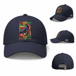 Juneteenth Is My Independence Day Baseball Cap Black Pride American Flag TS11 Baseball Cap Universal Fit Navy Print Your Wear
