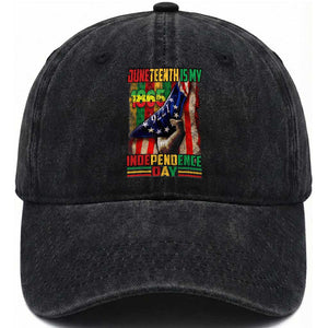 Juneteenth Is My Independence Day Washed Cotton Baseball Cap Black Pride American Flag TS11 Print Your Wear