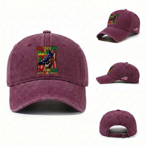 Juneteenth Is My Independence Day Washed Cotton Baseball Cap Black Pride American Flag TS11 Washed Cap Universal Fit Burgundy Print Your Wear