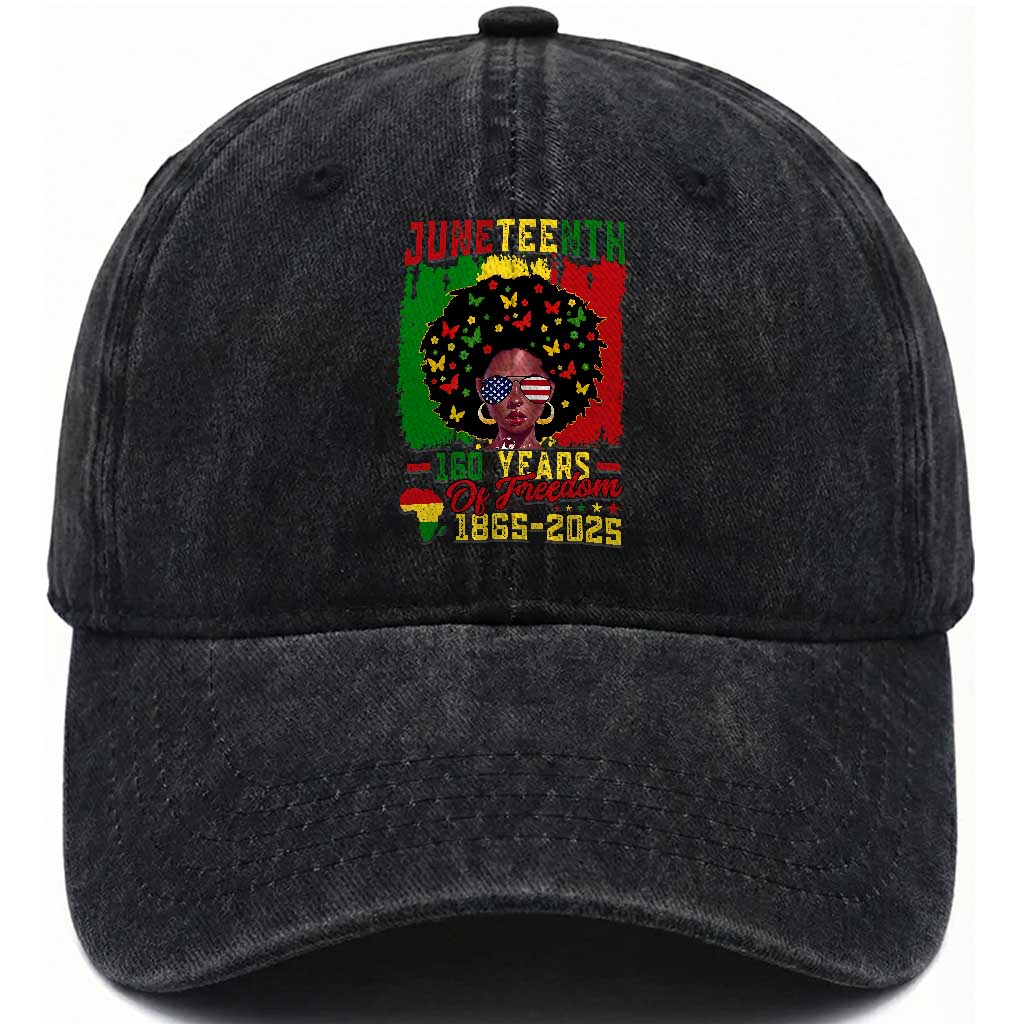 Juneteenth 160 Years Of Freedom Washed Cotton Baseball Cap African American Pride TS11 Print Your Wear
