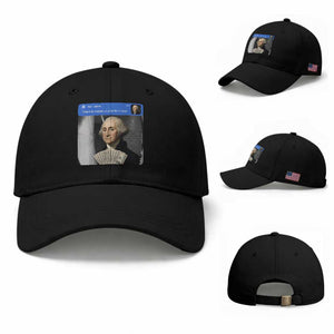 There is Motion At Your Front Door George Washington Meme Baseball Cap TS11 Baseball Cap Universal Fit Black Print Your Wear