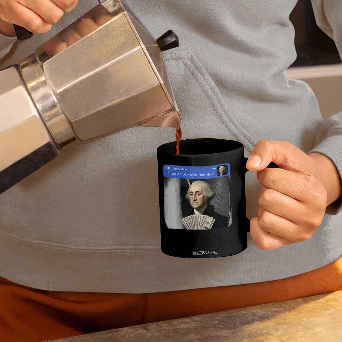 There is Motion At Your Front Door George Washington Meme Coffee Mug TS11 Print Your Wear