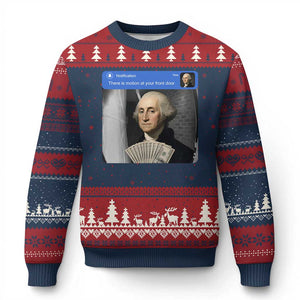 There is Motion At Your Front Door George Washington Meme Ugly Christmas Sweater TS11 Navy Red Print Your Wear