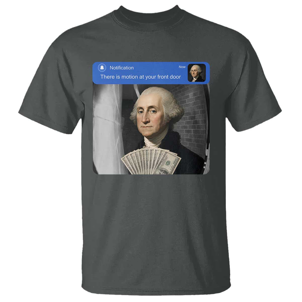There is Motion At Your Front Door George Washington Meme T Shirt TS11 Dark Heather Print Your Wear