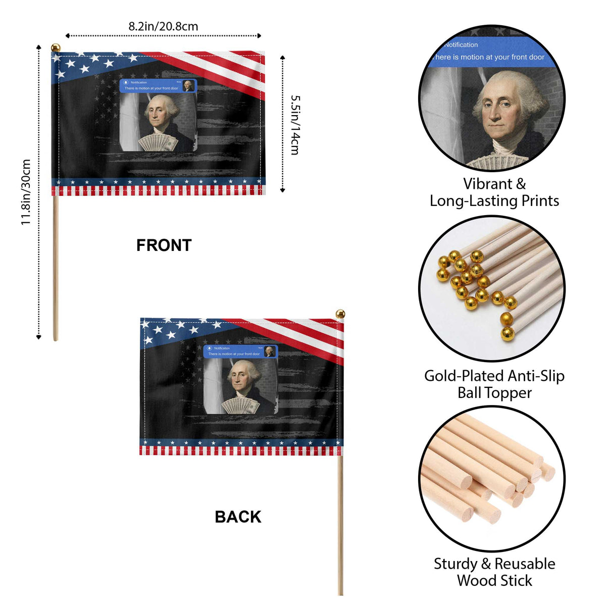 There is Motion At Your Front Door George Washington Meme Patriotic Handheld Flag TS11 Print Your Wear
