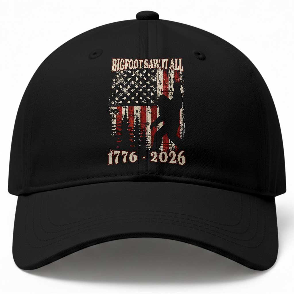 Bigfoot 250th Anniversary USA Baseball Cap Bigfoot Saw It All 1776 2026 4th of July TS11 Print Your Wear