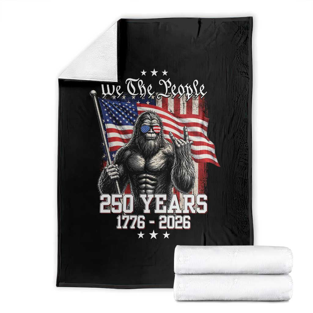 250th Anniversary USA Bigfoot Throw Blanket Sasquatch 250 Years Independence TS11 Black Print Your Wear