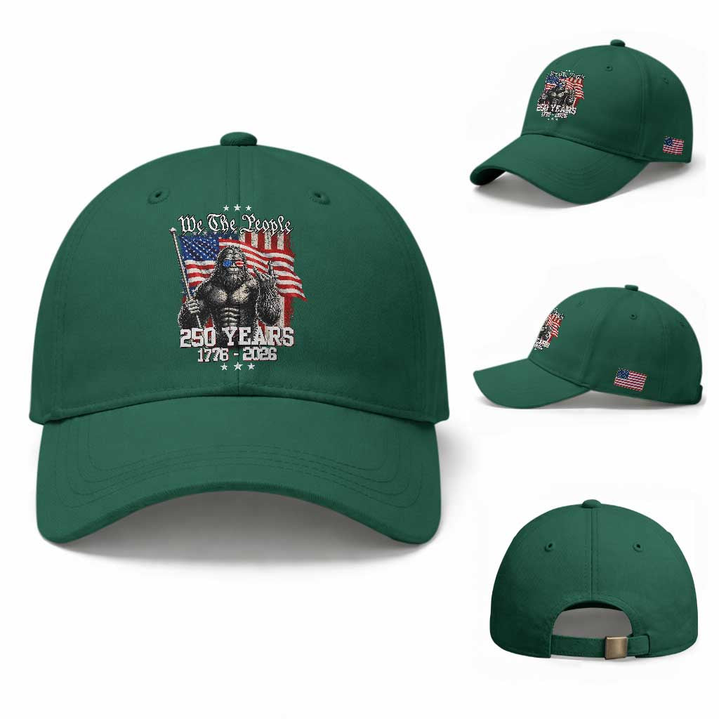 250th Anniversary USA Bigfoot Baseball Cap Sasquatch 250 Years Independence TS11 Baseball Cap Universal Fit Irish Green Print Your Wear