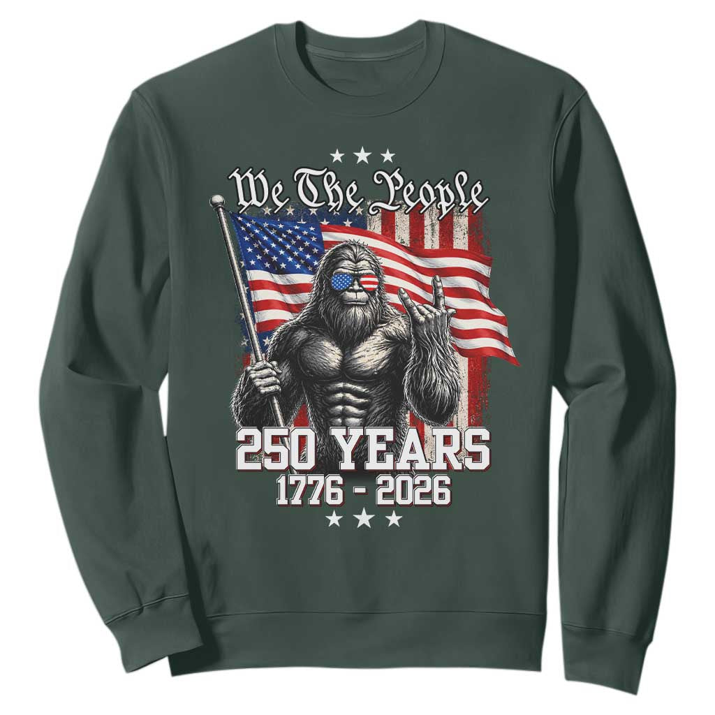 250th Anniversary USA Bigfoot Sweatshirt Sasquatch 250 Years Independence TS11 Dark Forest Green Print Your Wear