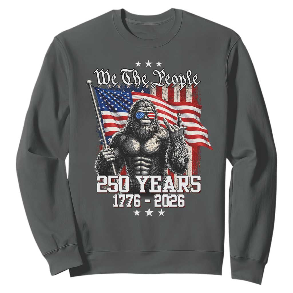 250th Anniversary USA Bigfoot Sweatshirt Sasquatch 250 Years Independence TS11 Dark Heather Print Your Wear