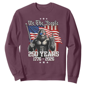 250th Anniversary USA Bigfoot Sweatshirt Sasquatch 250 Years Independence TS11 Maroon Print Your Wear