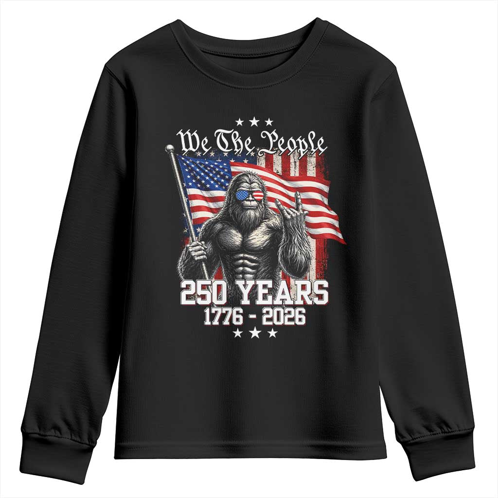 250th Anniversary USA Bigfoot Youth Sweatshirt Sasquatch 250 Years Independence TS11 Black Print Your Wear