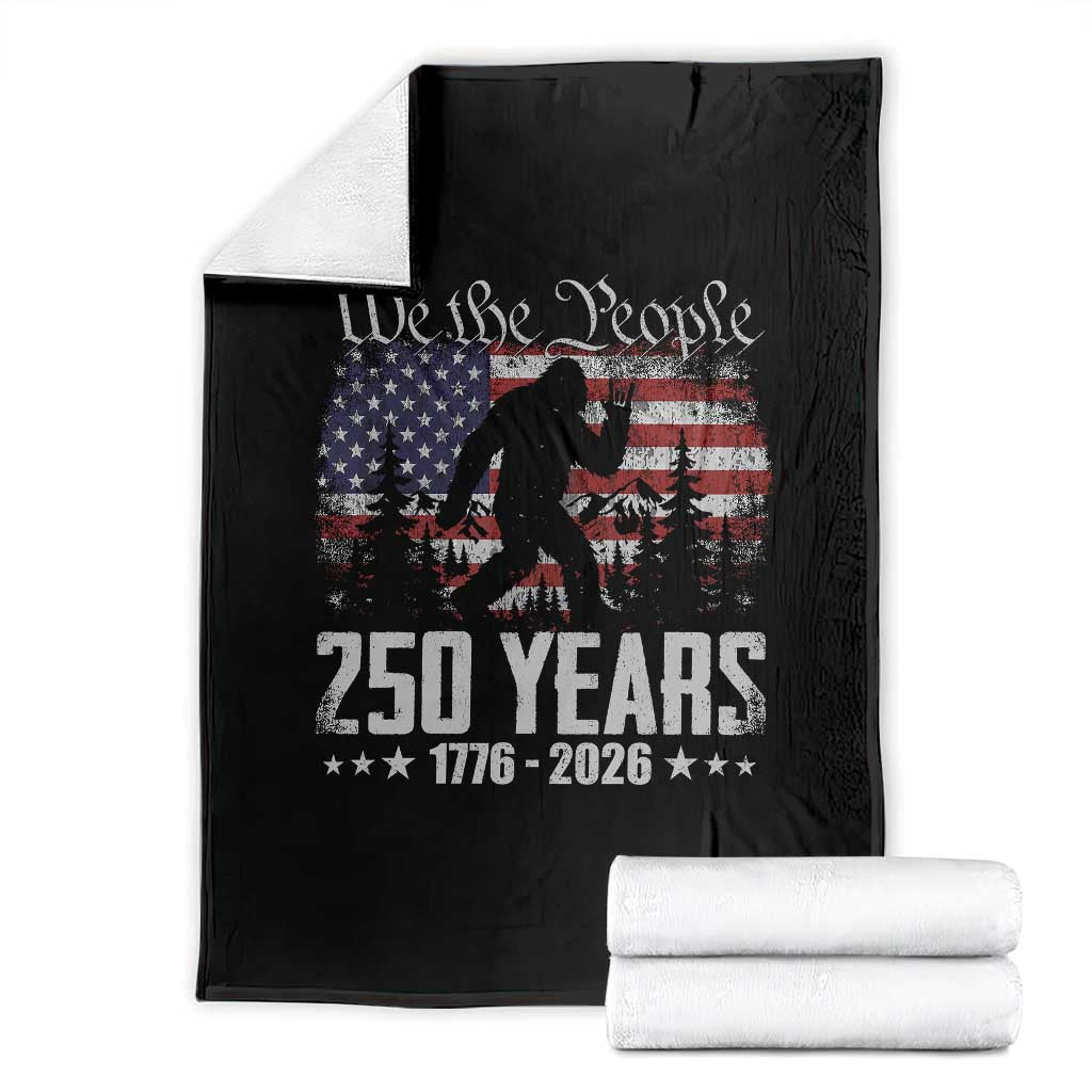 Bigfoot 250 Years American Flag Patriotic 1776 2026 Throw Blanket TS11 Black Print Your Wear