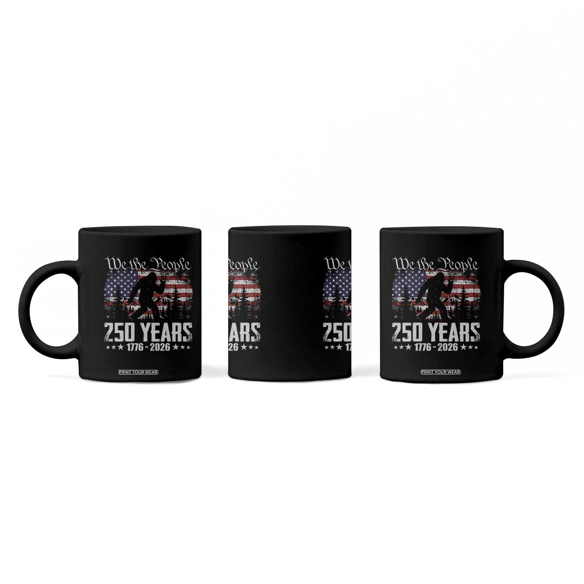 Bigfoot 250 Years American Flag Patriotic 1776 2026 Coffee Mug TS11 Print Your Wear