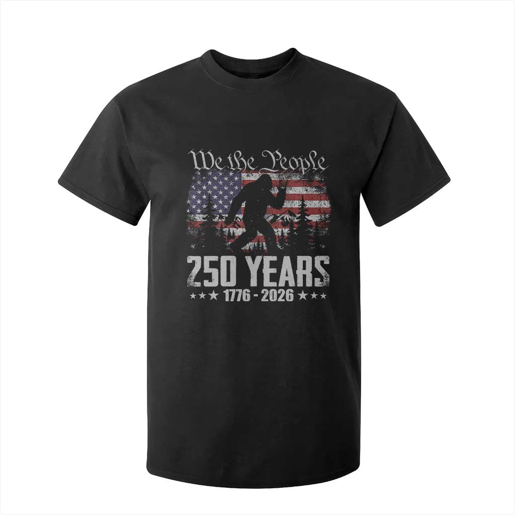 Bigfoot 250 Years American Flag Patriotic 1776 2026 T Shirt For Kid TS11 Black Print Your Wear
