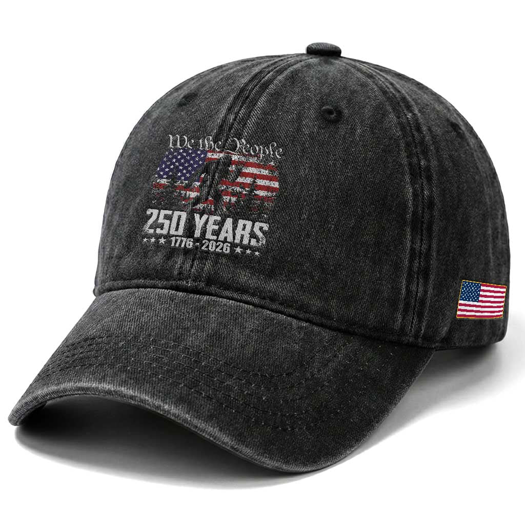 Bigfoot 250 Years American Flag Patriotic 1776 2026 Washed Cotton Baseball Cap TS11 Print Your Wear