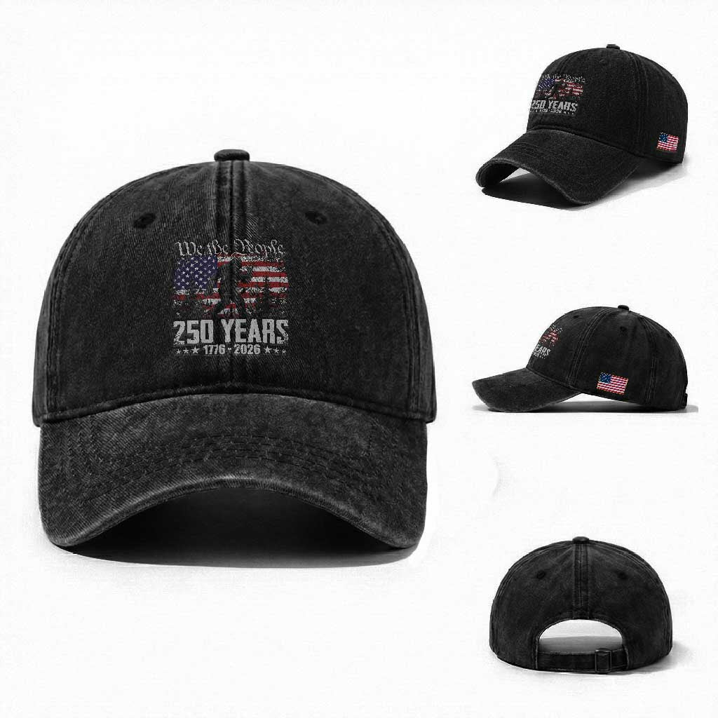 Bigfoot 250 Years American Flag Patriotic 1776 2026 Washed Cotton Baseball Cap TS11 Washed Cap Universal Fit Black Print Your Wear