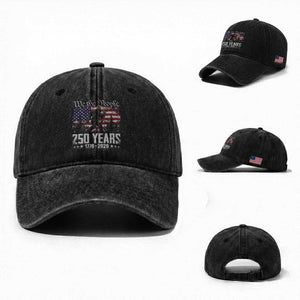 Bigfoot 250 Years American Flag Patriotic 1776 2026 Washed Cotton Baseball Cap TS11 Washed Cap Universal Fit Black Print Your Wear