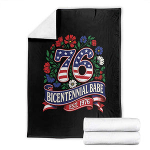 Bicentennial Babe 50th Birthday Throw Blanket Vintage 1976 Retro USA Floral TS11 Black Print Your Wear