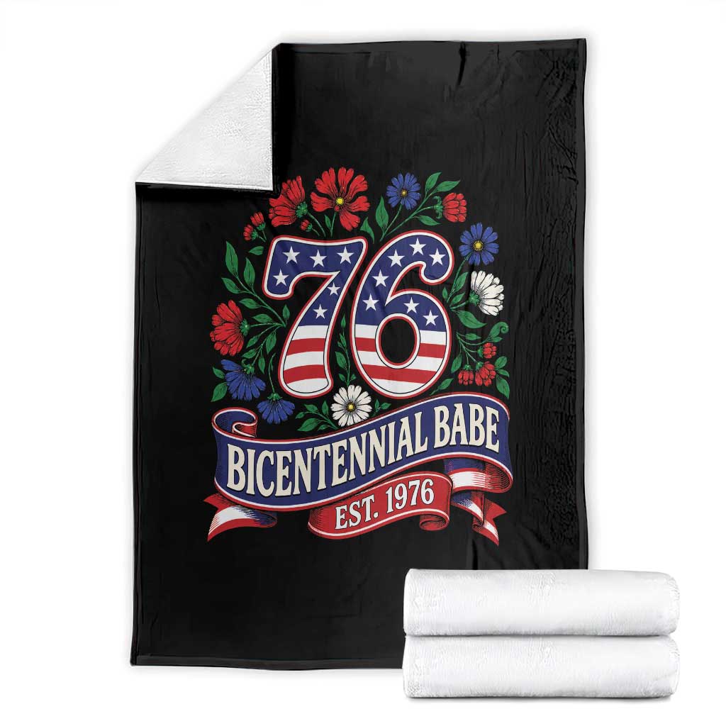Bicentennial Babe 50th Birthday Throw Blanket Vintage 1976 Retro USA Floral TS11 Black Print Your Wear