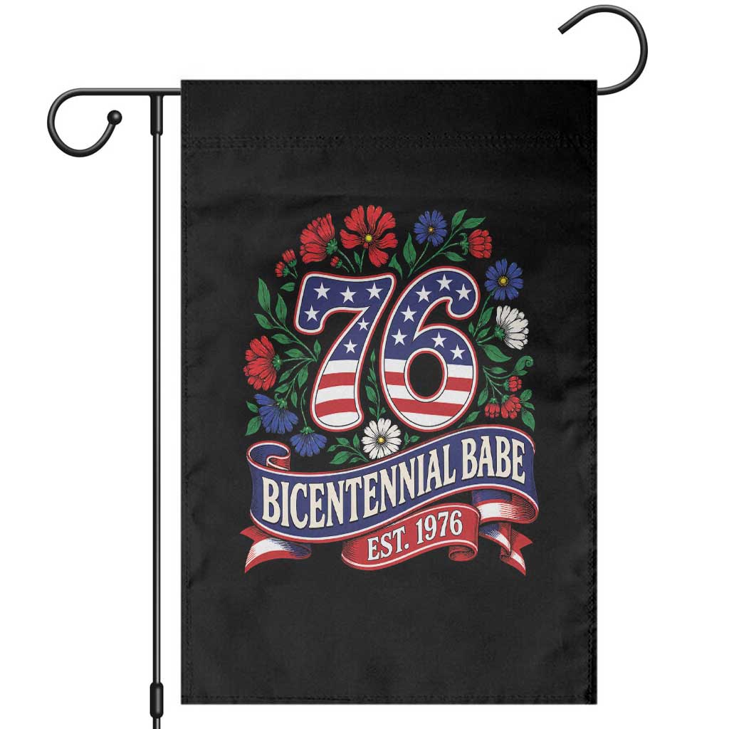 Bicentennial Babe 50th Birthday Garden Flag Vintage 1976 Retro USA Floral TS11 Black Print Your Wear