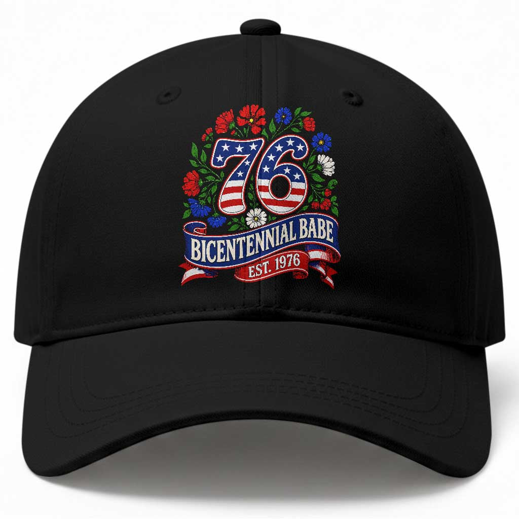 Bicentennial Babe 50th Birthday Baseball Cap Vintage 1976 Retro USA Floral TS11 Print Your Wear
