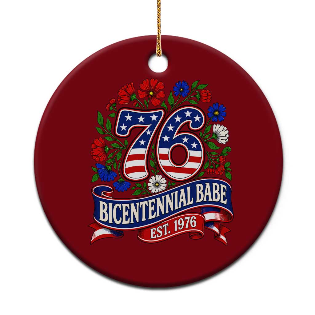 Bicentennial Babe 50th Birthday Ceramic Ornament Vintage 1976 Retro USA Floral TS11 1pc Red Print Your Wear