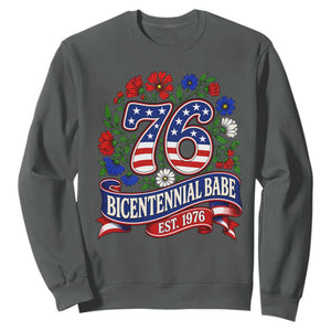 Bicentennial Babe 50th Birthday Sweatshirt Vintage 1976 Retro USA Floral TS11 Dark Heather Print Your Wear