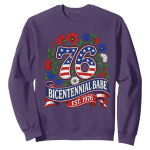 Bicentennial Babe 50th Birthday Sweatshirt Vintage 1976 Retro USA Floral TS11 Purple Print Your Wear