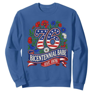 Bicentennial Babe 50th Birthday Sweatshirt Vintage 1976 Retro USA Floral TS11 Royal Blue Print Your Wear