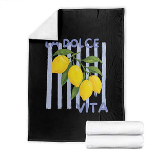 La Dolce Vita Lemon Italian Summer Throw Blanket Blue Striped TS11 White Print Your Wear