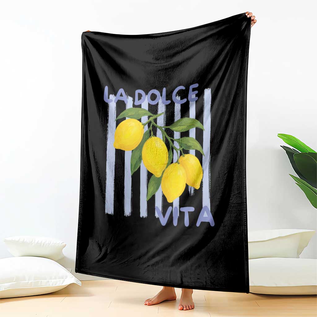 La Dolce Vita Lemon Italian Summer Throw Blanket Blue Striped TS11 Print Your Wear