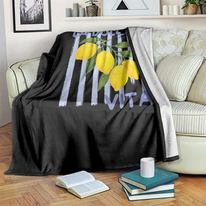 La Dolce Vita Lemon Italian Summer Throw Blanket Blue Striped TS11 Print Your Wear
