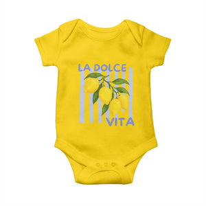 La Dolce Vita Lemon Italian Summer Baby Onesie Blue Striped TS11 Daisy Print Your Wear